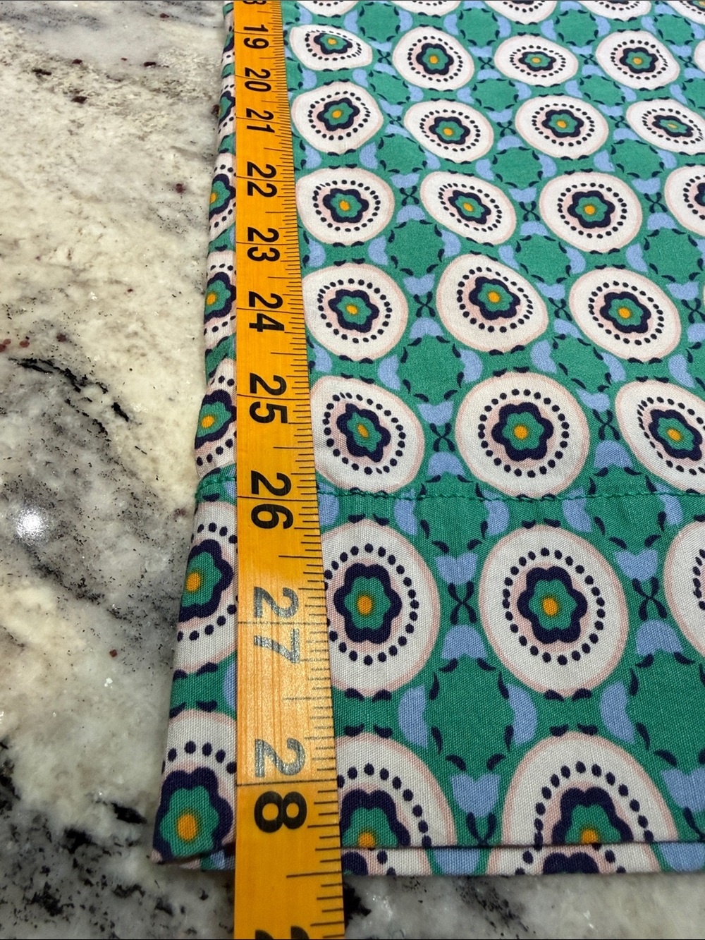 Anthropologie Maeve Colette Teal, White & Green Patterned Ankle Pants - Picture 9 of 10